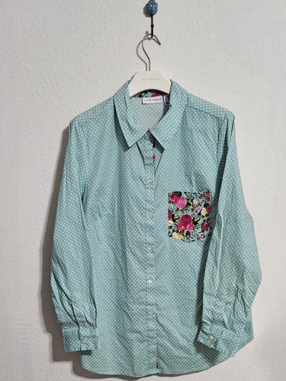 Susan Graver Printed Cotton Poplin Long Sleeve Shirt 18W